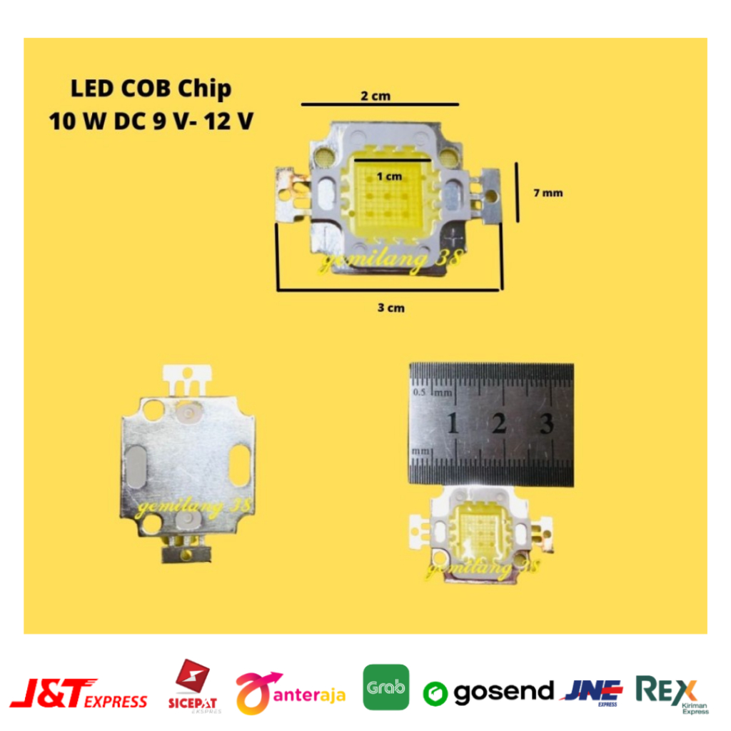 LED COB Chip 10 W DC 9 V- 12 V Terintegrasi Lampu SMD putih