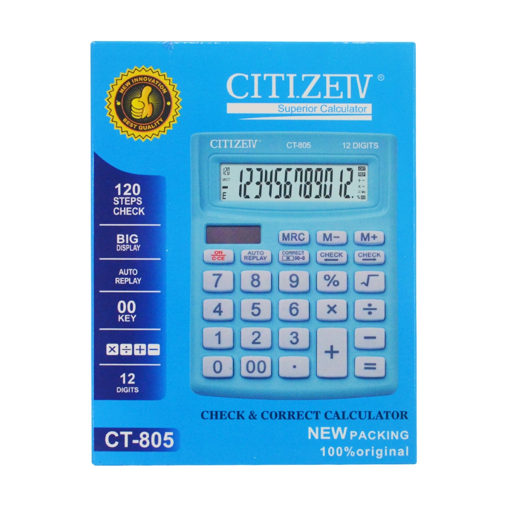 

Kalkulator 12 Digit Citizeiv CT-805 Calculator Citizeiv CT-805 12 Digit Kalkulator