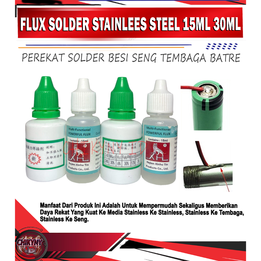 FLUX SOLDER 15ML 30ML FLUX PEREKAT BESI NIKEL TEMBAGA BATRAI