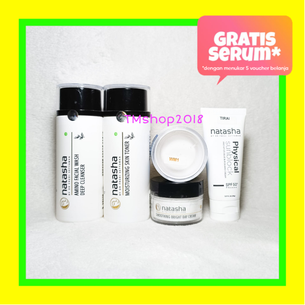 Natasha Skincare Paket Glowing Basic Lengkap (Amino, Toner, SmoothBright, WM1, PhySun) by dr Fredi S