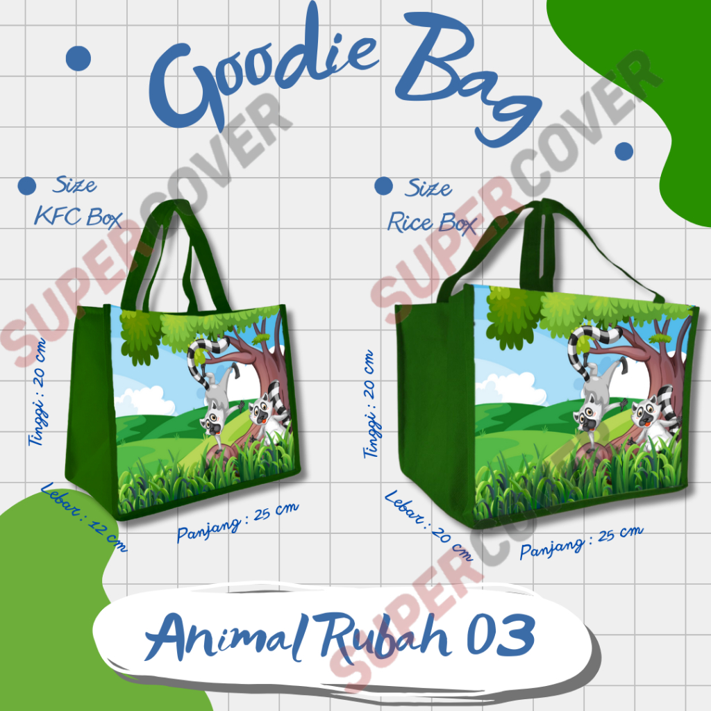 

Goodie Bag Gambar Kartun Animal 03 Warna Hijau Tua Untuk Acara Ulang Tahun, Aqiqah, Sunatan Dan Lain lain.