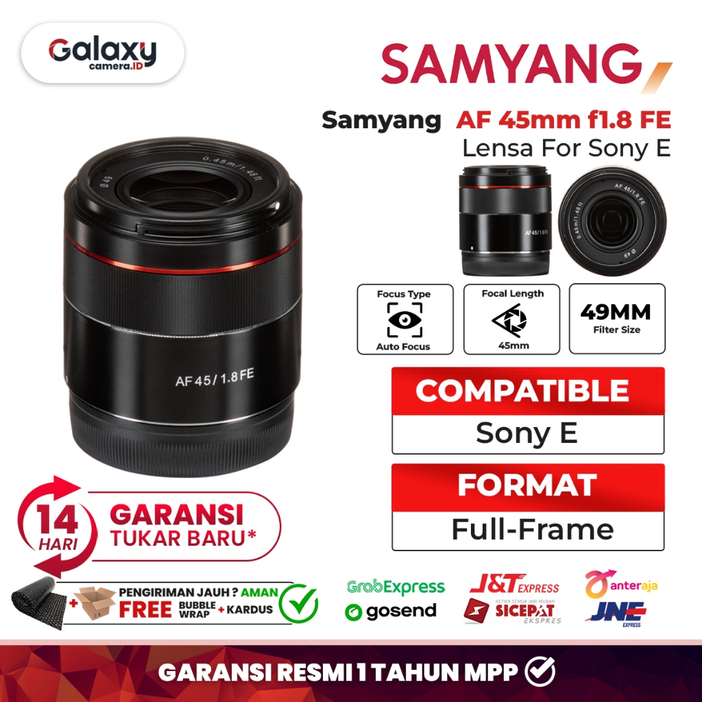 Samyang AF 45mm f1.8 FE Lensa Sony Samyang 45mm f/1.8 FE Sony Resmi