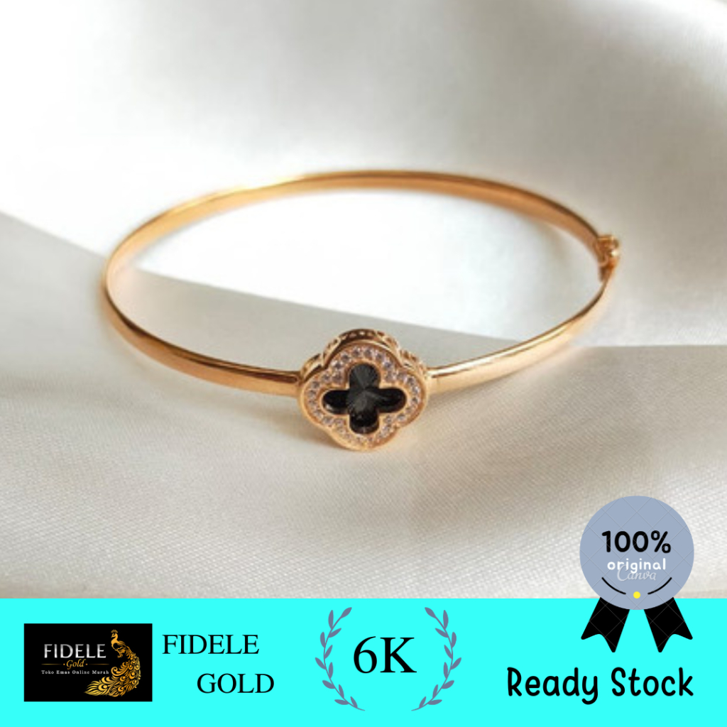 Gelang Bunga vanclee fashion emas asli kadar muda 300