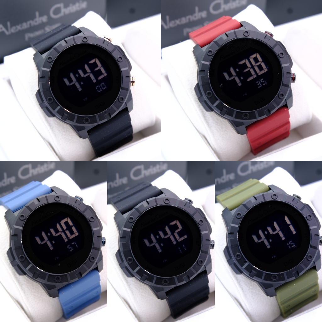 JAM TANGAN PRIA DIGITAL ALEXANDRE CHRISTIE AC 9364 AC9364 MHR RUBBER ORIGINAL
