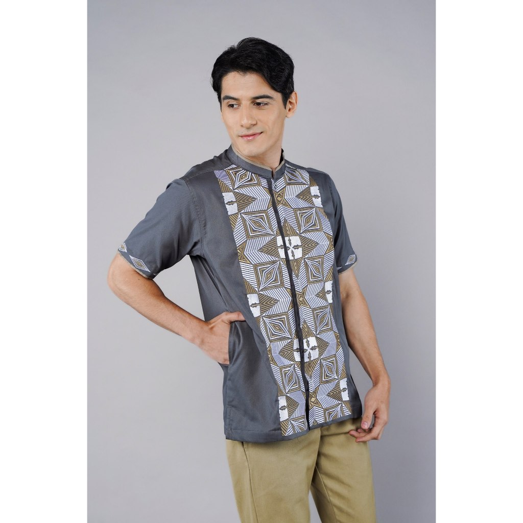 BAJU KOKO AL ACHWAN CANO GREY / ABU TANGAN PANJANG COUPLE AYAH DAN ANAK TANGAN PENDEK ADA SIZE JUMBO