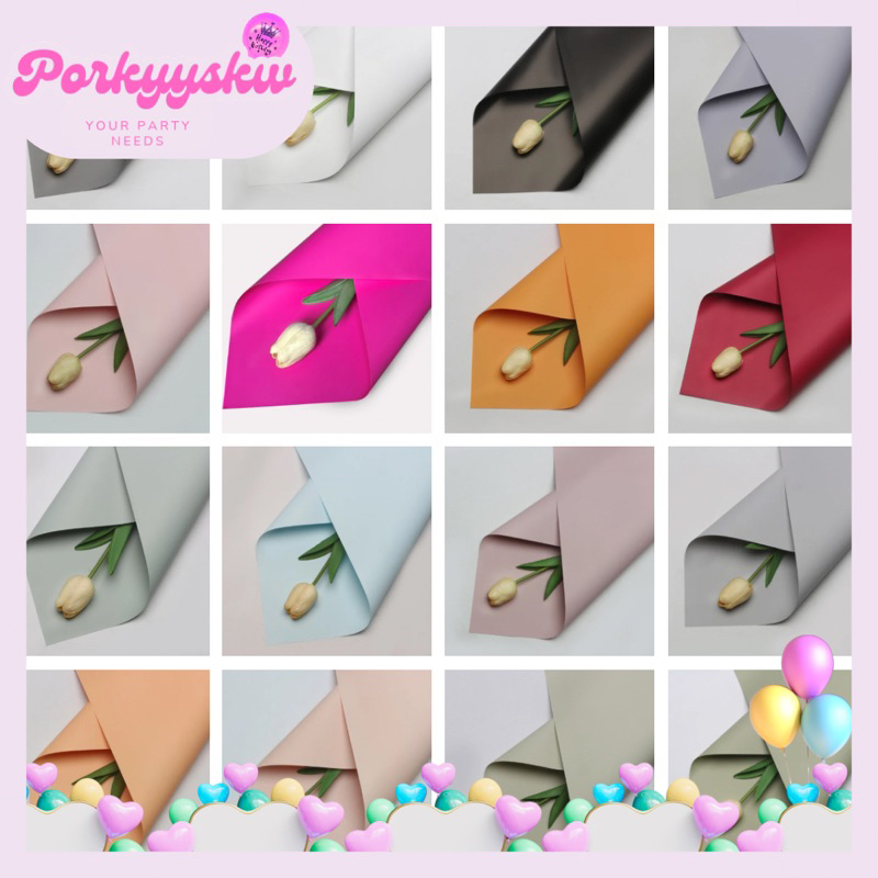 

[Porkyyskw] Kertas Bunga Solid Color Cellophane Paper Flower Wrap Untuk Buket Bunga