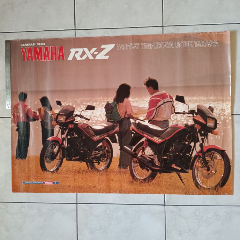 Poster brosur katalog iklan jumbo jadul lawas ex dealer Yamaha RXZ/RX Z 1990-1991 ORI Original