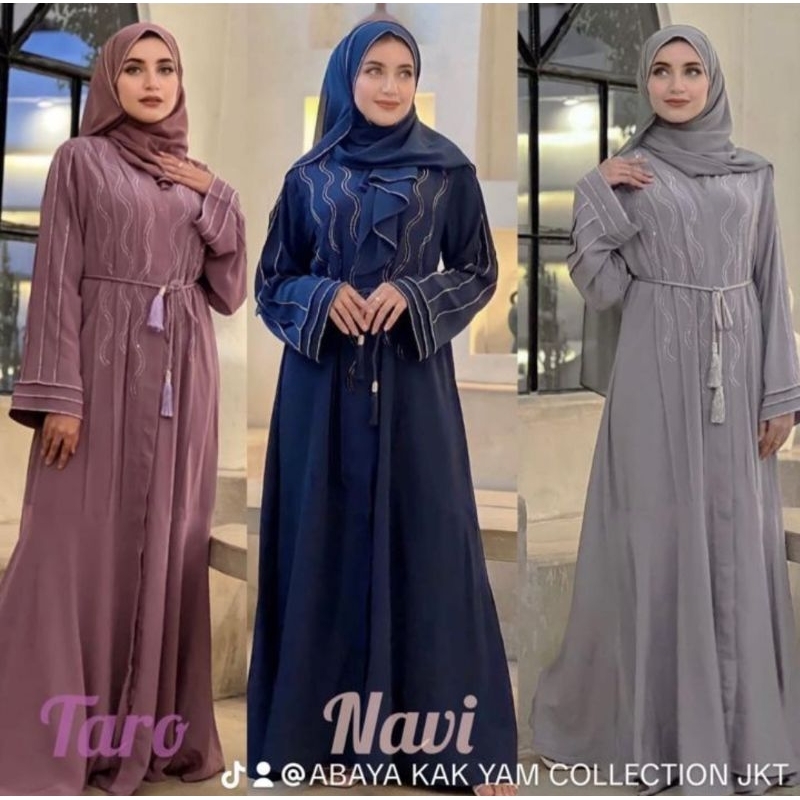 Abaya Safna by Kak' Yam Collection (Free Pashmina+Belt) Real Pict Original Abaya Hitam Mocca jet bla