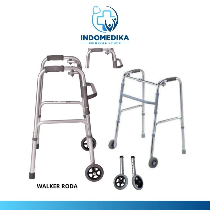 Tongkat Walker Dengan Roda / Alat bantu jalan Walker dengan roda / Walker roda