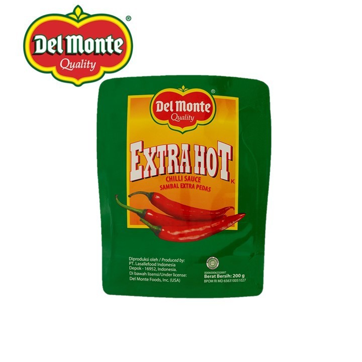 

DEL MONTE EXTRA HOT CHILLI SAUCE SAUS SAMBAL DELMONTE EKSTRA PEDAS KEMASAN POUCH 200 GRAM