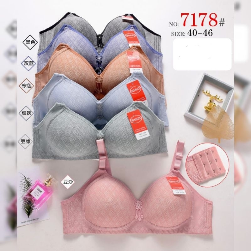 ( BUY 3 FREE 1 ) Bra Misslily 7178 Cup C-D/Besar Full Cup Busa Tanpa Kawat