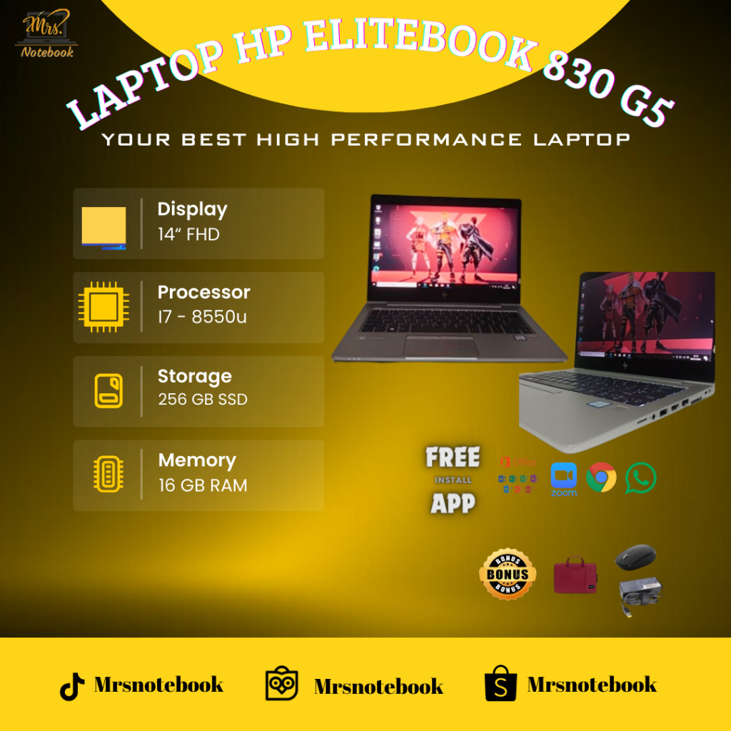 Laptop Hp Elitebook 830 G5 Core i7 Gen 8 Ram 16GB SSD 256GB FHD Backlight - Windows 10 pro