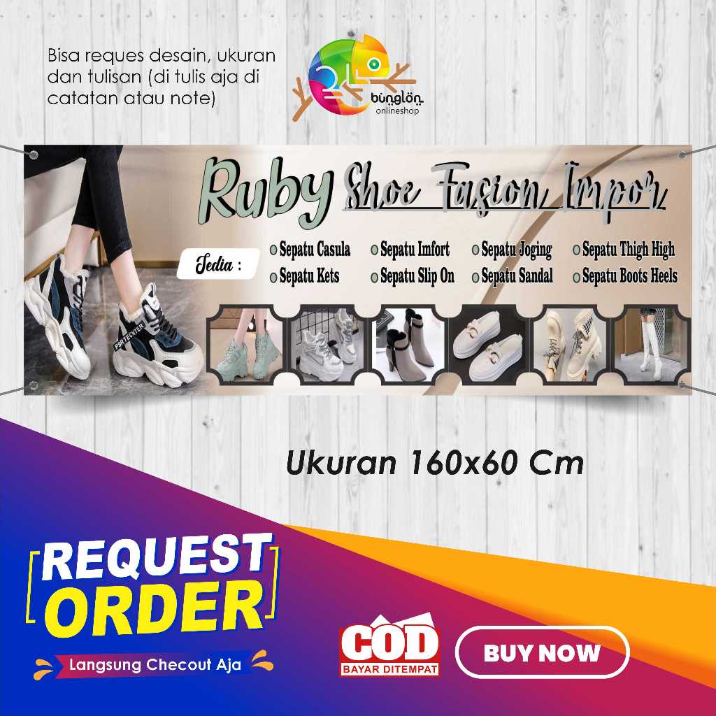 Banner 160x60 Toko Sepatu Shoes Fashion Custom Desain