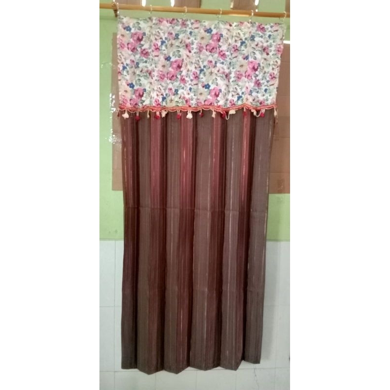 gorden pintu bunga poni saten lebar 100 tinggi 200