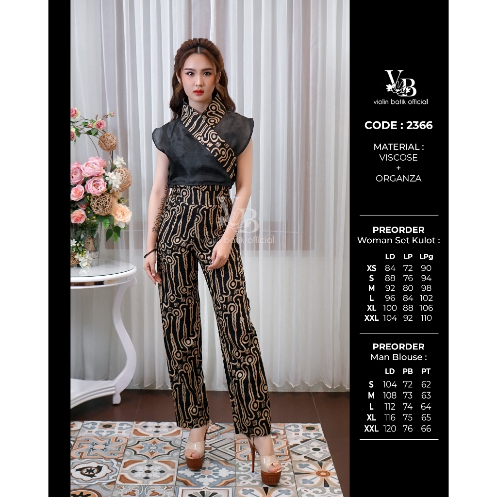 Stelan Batik Viscose Kulot Outer Kimono Organza Crop 2366