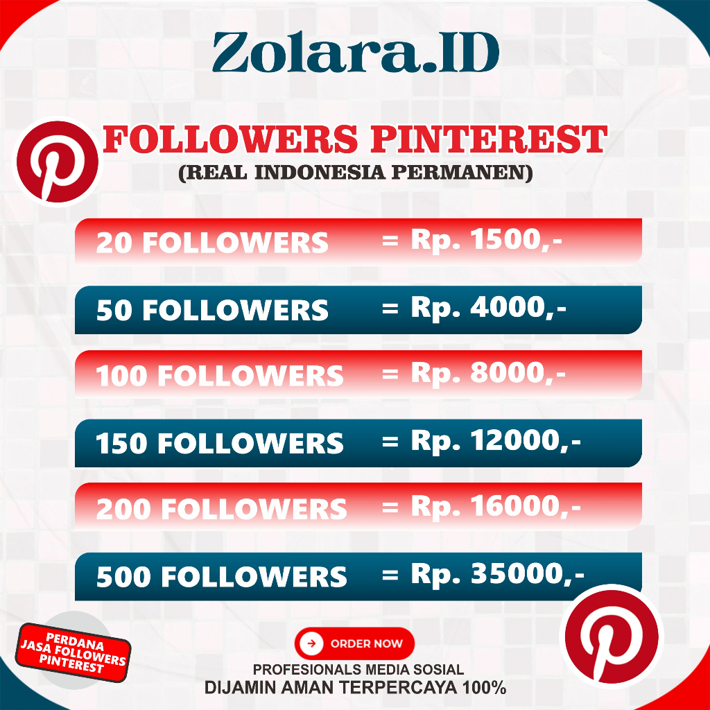FOLLOWERS PINTEREST REAL PERMANEN FULL INDO | PENGIKUT PINTEREST