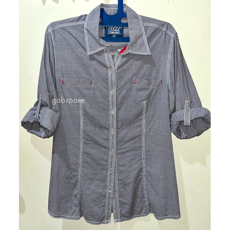 [PRELOVED] Kemeja Wanita Rodeo Hitam Putih Lengan Panjang XXL Original | Baju Atasan Top Blouse Pere