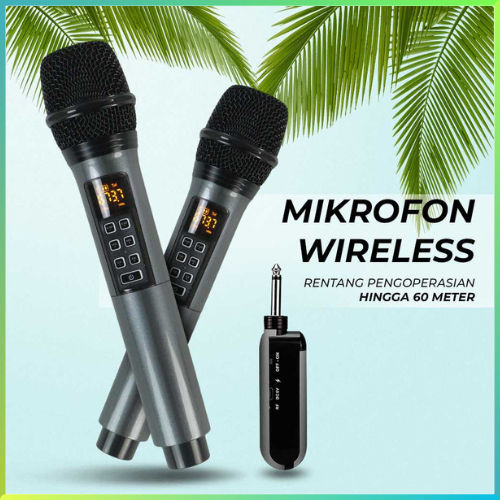 Rellent Mikrofon Karaoke Mic Wireless Portable KTV /  Mikrofon Mic Karaoke Wireless Portable KTV tan