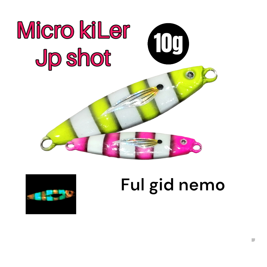 umpan micro kiler 10g ful gid ful menyala umpan jigpara shot menyala dalam gelap umpan casting umpam