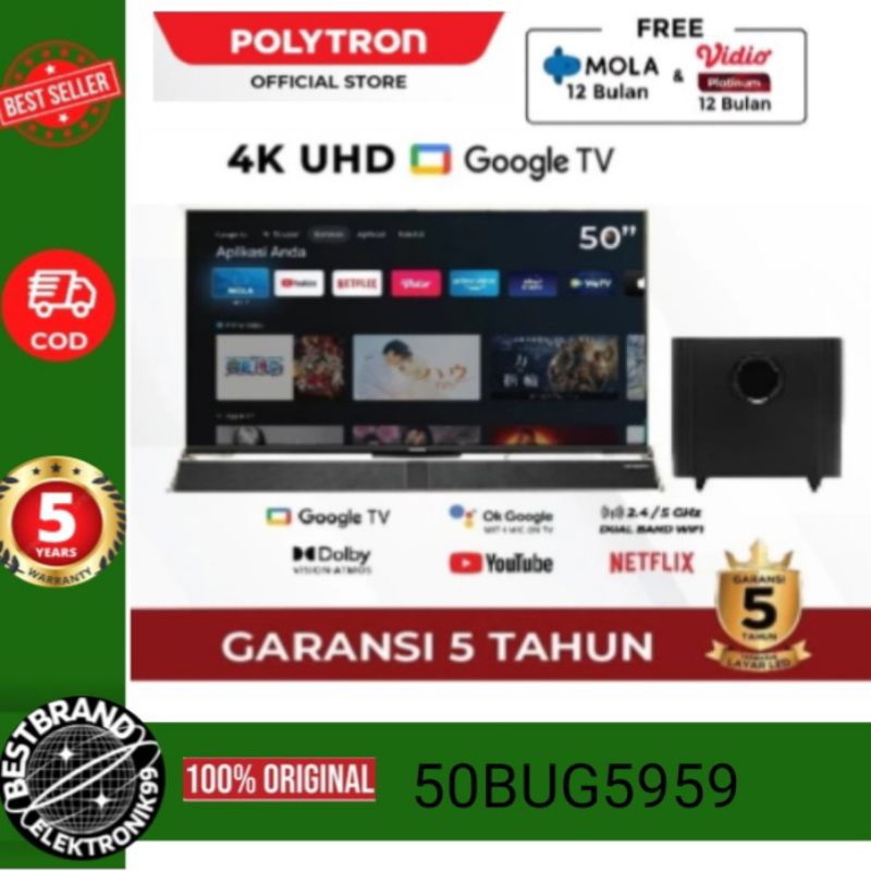 POLYTRON PLD 50BUG5959 LED 50 INCH UHD 4K ANDROID TV