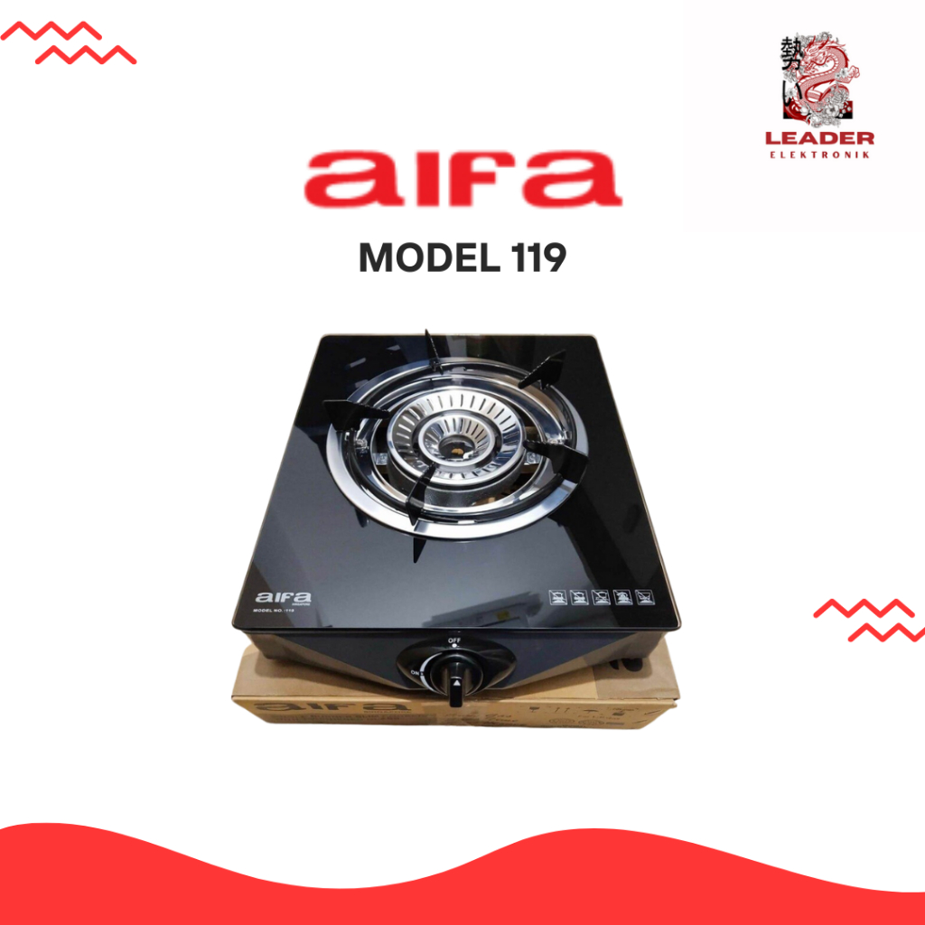 AIFA Kompor Gas Kaca / Tempered Glass Satu Tungku Model 119