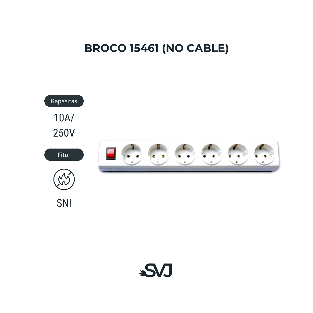 BROCO 15461 STOP KONTAK 6 LUBANG (NON CHILD PROTECTION + SWITCH)