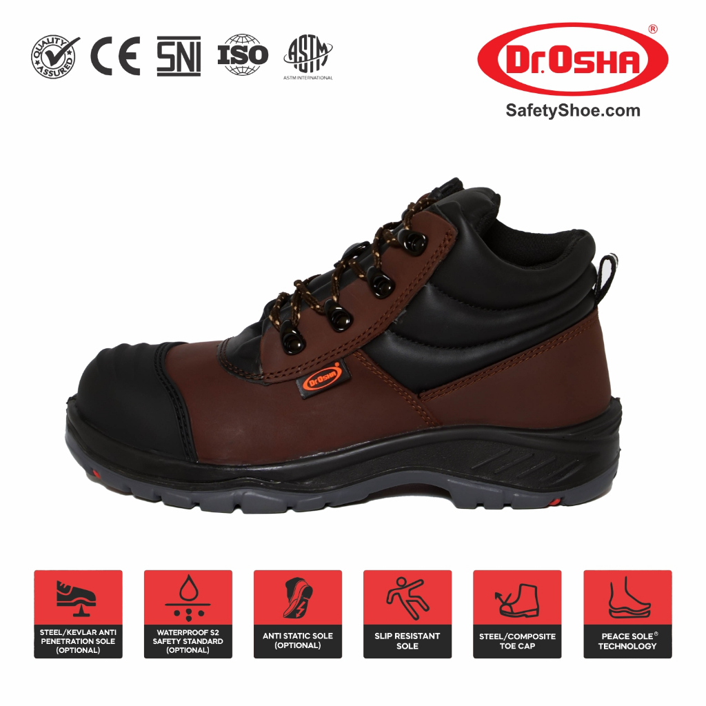 Dr. OSHA Elite 9236 S2 Composite Waterproof Safety Shoe Ankle Boot - Brown