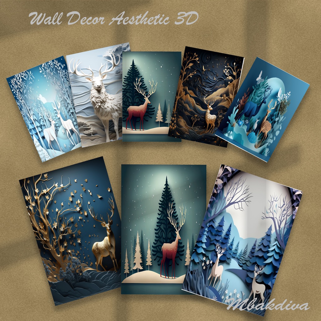 HIASAN DINDING 3D AESTETIK (20X30CM) WALL DECOR PAJANGAN DINDING POSTER KAYU HEWAN