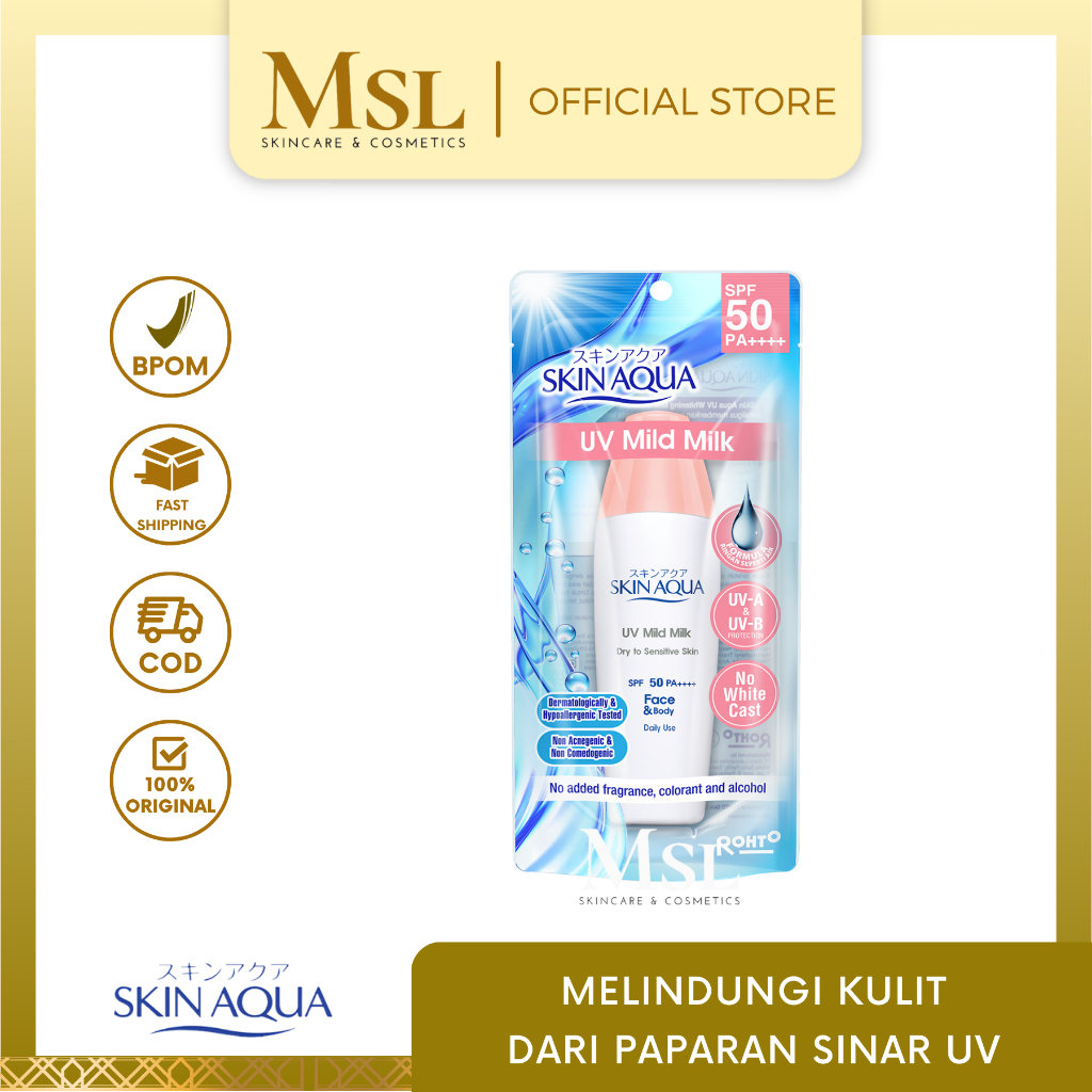 MSL - SKIN AQUA UV Mild Milk Spf 50 40gr Original / Skin Aqua Suncreen / Skin Aqua Sunblock / Skin A