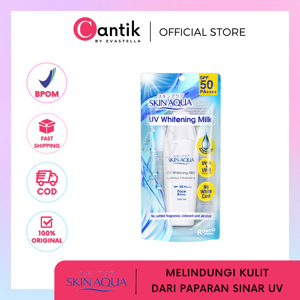 CANTIK - SKIN AQUA UV Whitening Milk Spf 50 40gr Original / Skin Aqua Suncreen / Skin Aqua Sunblock 