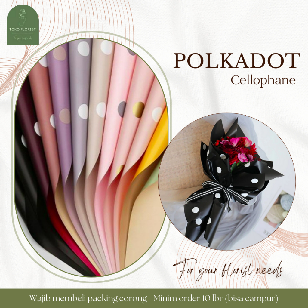 

Kertas Buket Bunga Cellophane POLKADOT | ECER 5PC / GROSIR