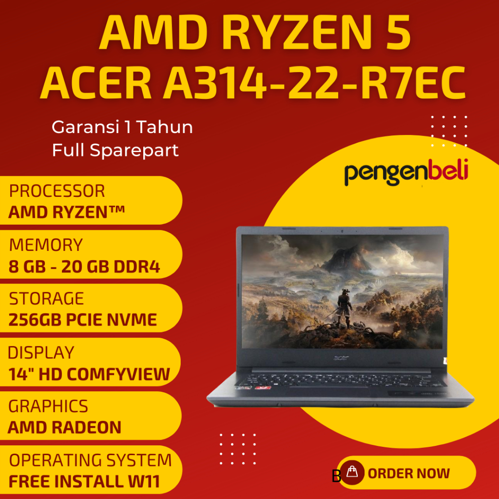 Laptop Gaming Murah Ramah di Kantong l RAM 20 GB l 256 GB SSD l AMD Ryzen 5 3500U l AMD Radeon VEGA 