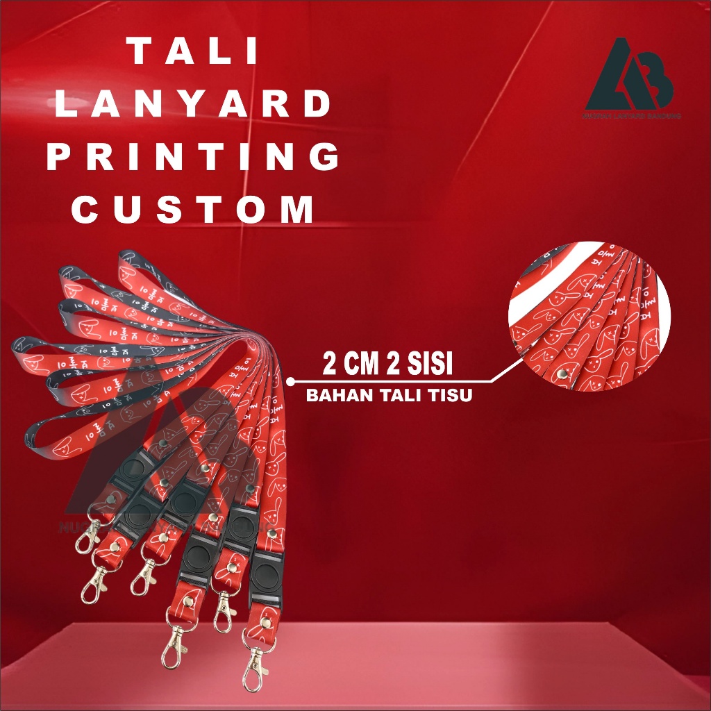 

CETAK TALI LANYARD ID CARD CUSTOME PRINTING 2 CM /LANYARD ID CARD PRINTING DESAIN BEBAS,BISA SATUAN