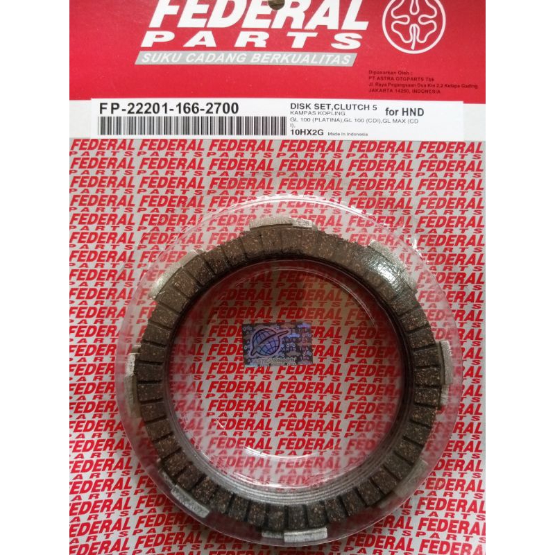 KAMPAS KOPLING SET FEDERAL UNTUK MOTOR HONDA GL 100 PLATINA,GL 100 CDI,GL MAX CDI