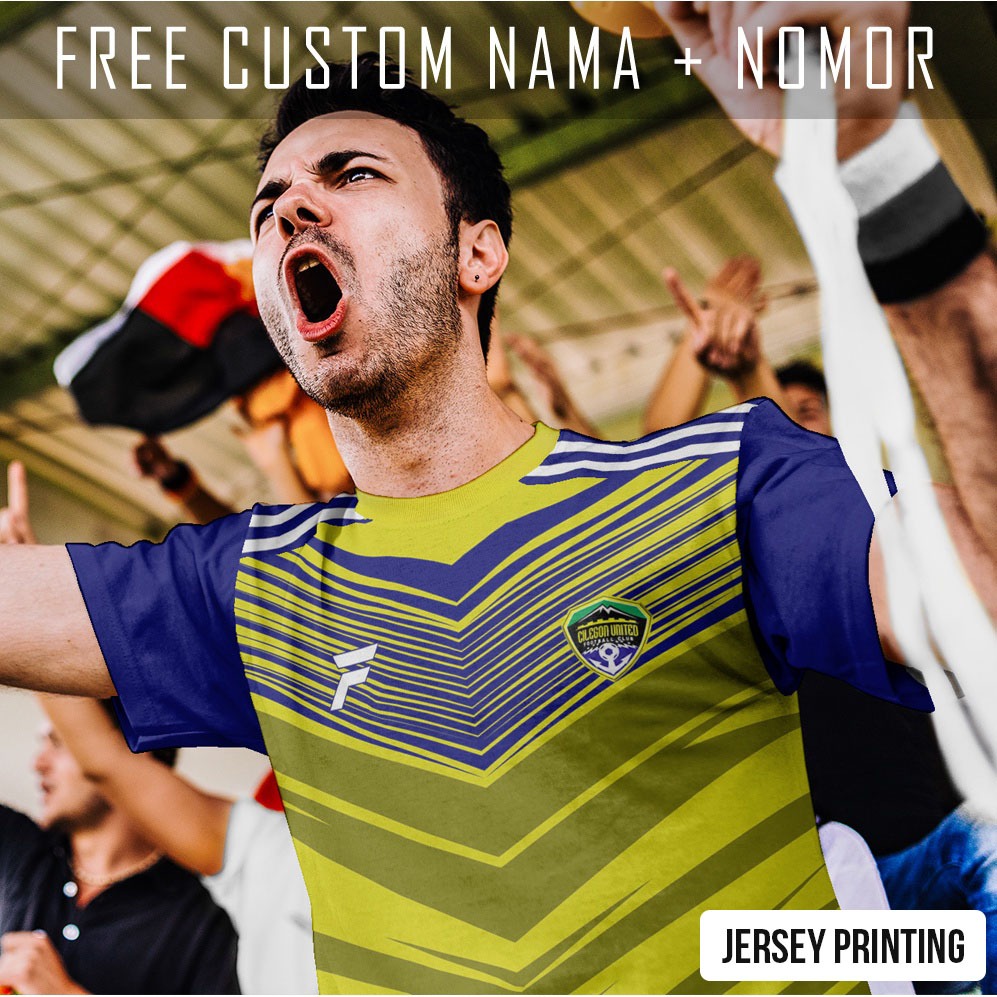 Kaos Bola Jersey Cilegon United Klub Strip Garis Baju Custom Nama dan Nomor Punggung - 278