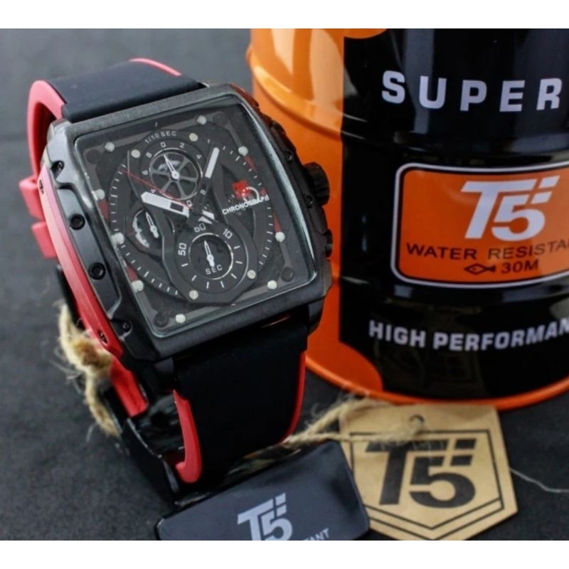JAM TANGAN PRIA ORIGINAL T5 3920 ORIGINAL WARNA MERAH HITAM