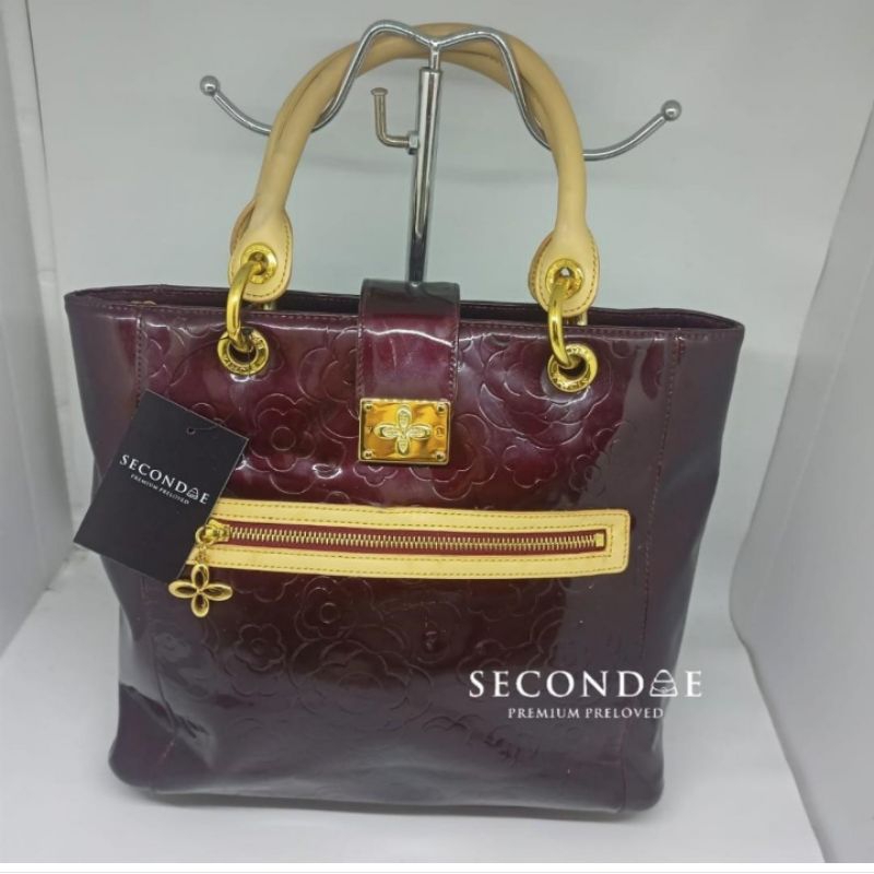 tas vincis bench tote bag glossy preloved