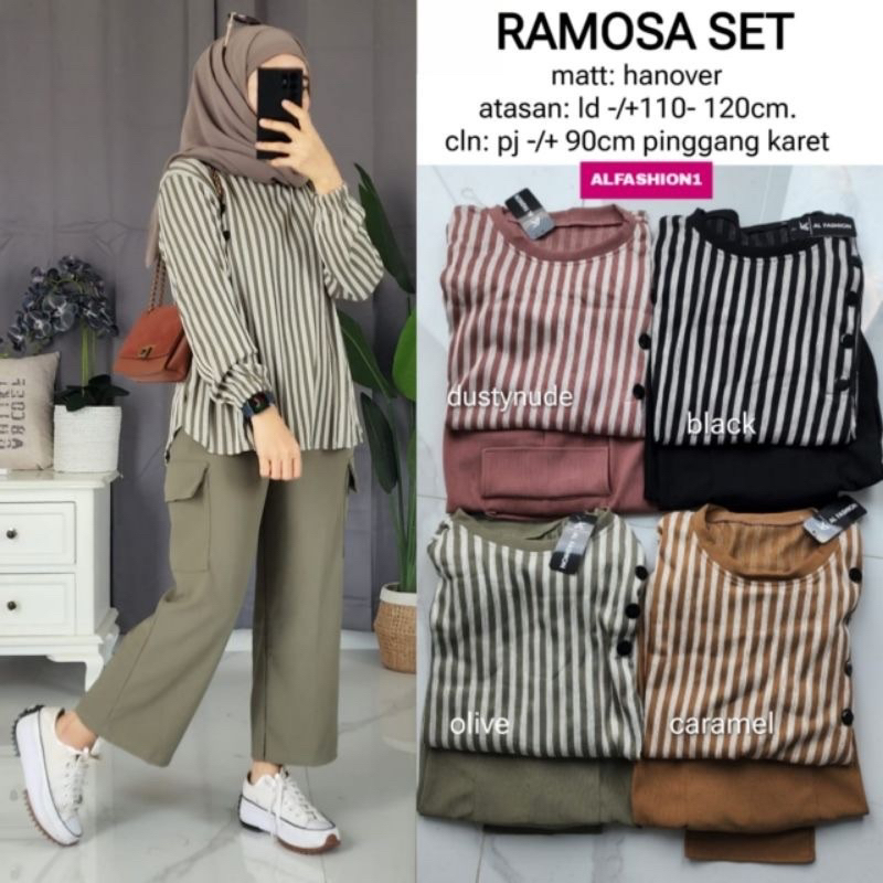 Ramosa set . cargo set . Baju wanita . setelan cargo wanita