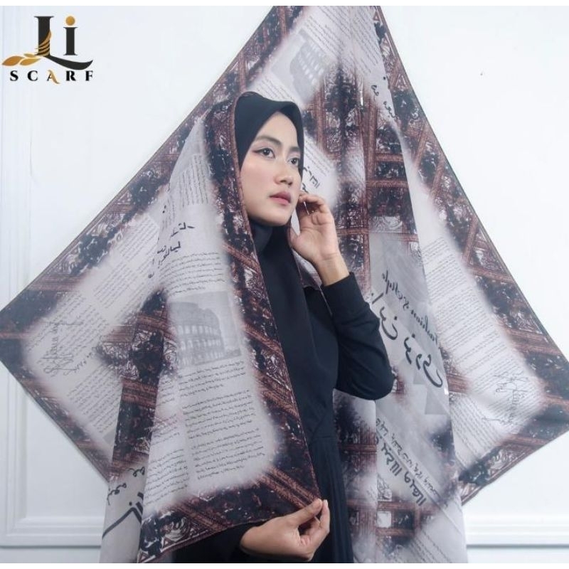 Preloved Li Scarf Arabic Newspaper