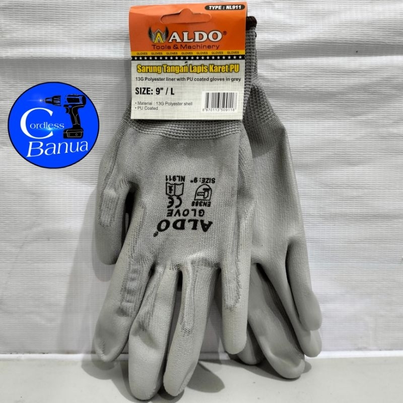SARUNG TANGAN KARET PU "ALDO" 9" 911 ||1 PASANG SARUNG TANGAN LAPIS KARET PU 9 INCH ALDO