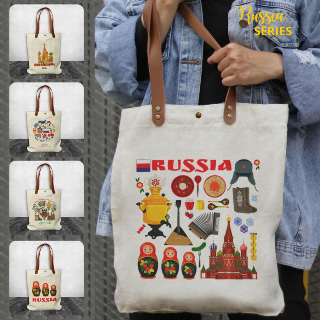 NEOBags - Tote bag Canvas oleh oleh Russia| Tote bag Canvas Souvenir Russia | Tote bag Wanita | Tote