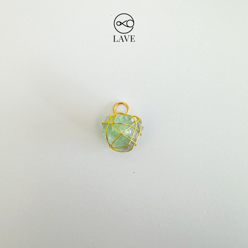 Fluorite Crystal Pendant Wired Gold