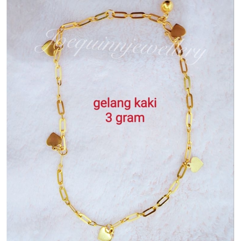 gelang kaki paper clip 3 gram emas muda