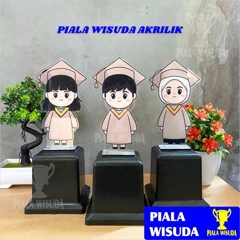 Piala Wisuda Akrilik Print UV Tatakan W4 Piala Wisuda Kampus Almamater Coklat Universitas Wijaya Kus