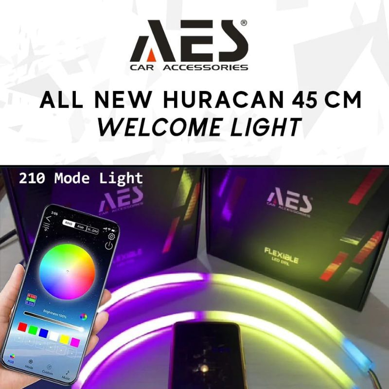 DRL AES RGB HURACAN SHOFTLED 30CM 45CM 60 CM MERK AES DAY RUNNING LINGT AES