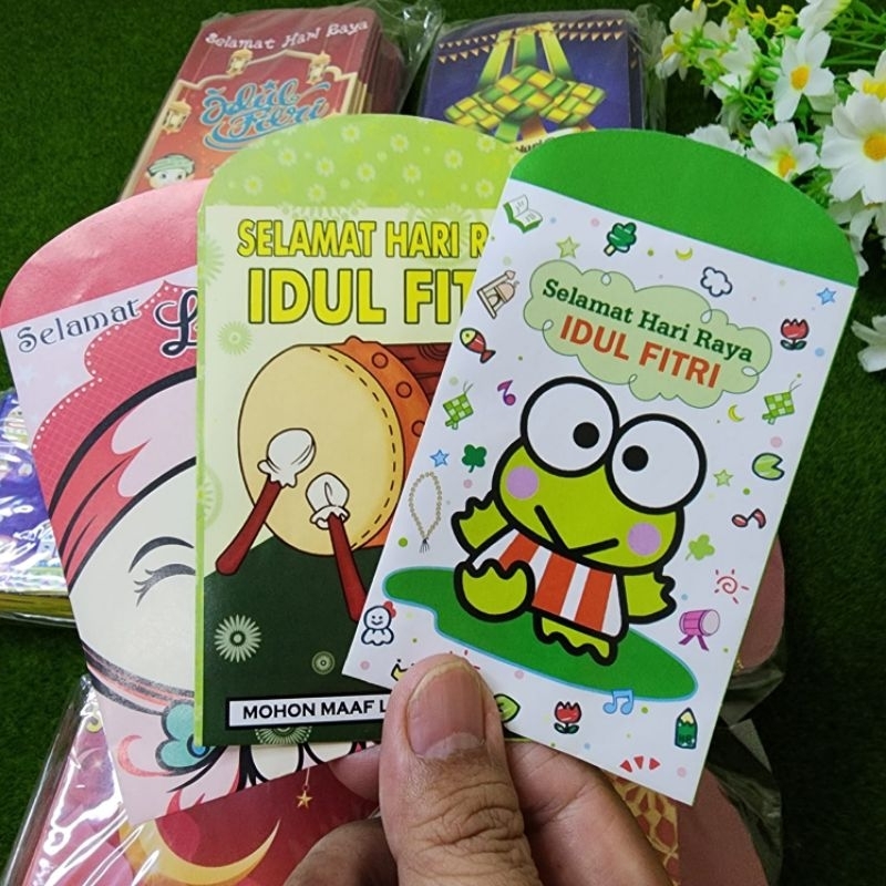 

isi 100pcs Amplop Lebaran Idul Fitri Motif Karakter Anak Ukuran Sedang M