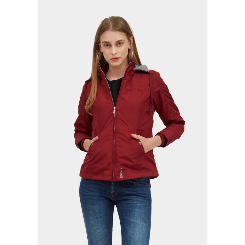 Jaket Parasut wanita Maroon Brand Ako -0390