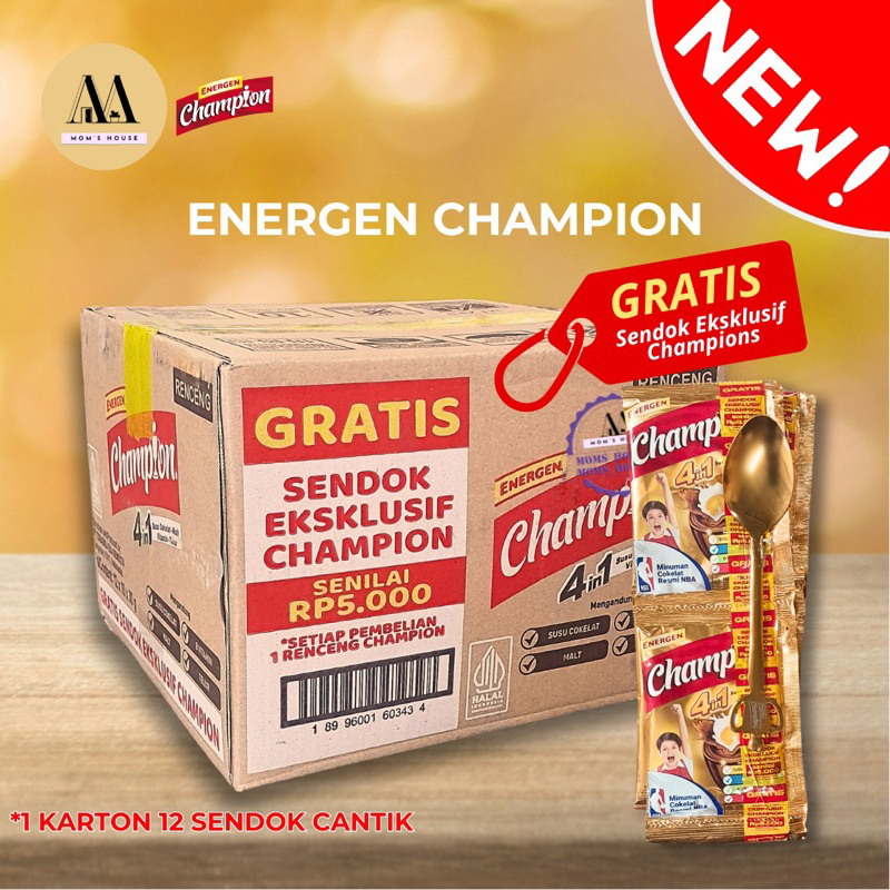 

ENERGEN CHAMPION 1 KARTON [GRATIS 12 SENDOK EKSKLUSIF CHAMPIONS]
