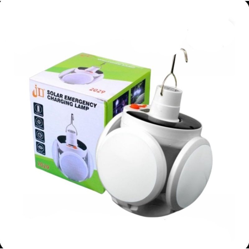 Lampu Solar Emergency LED 60 Watt Lipat Cahaya Putih 5 Sisi Rechargeable  Hemat Energi Matahari