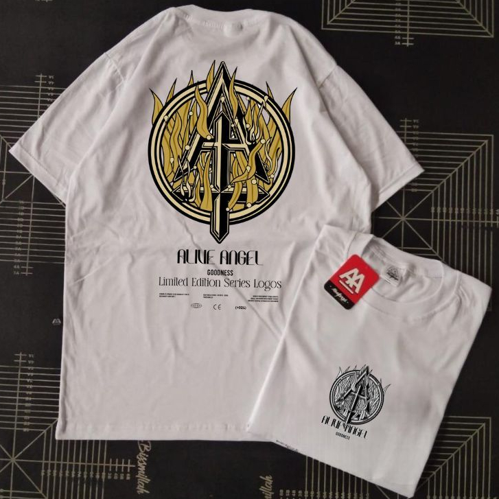 T-shirt Distro White Surfing Logo Sea Brown Alive Angel Kaos Putih Pria Oceanetic Surf Kaos Streetwe